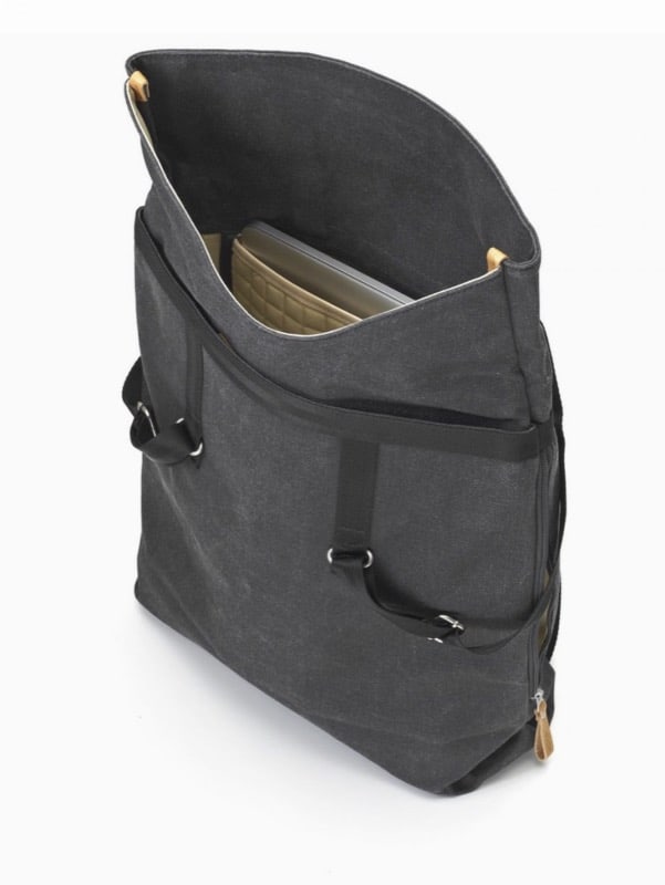 Qwstion Day Tote Backpack Surprisingly large capacity inside the bag. Nice laptop compartment and subtle organization.