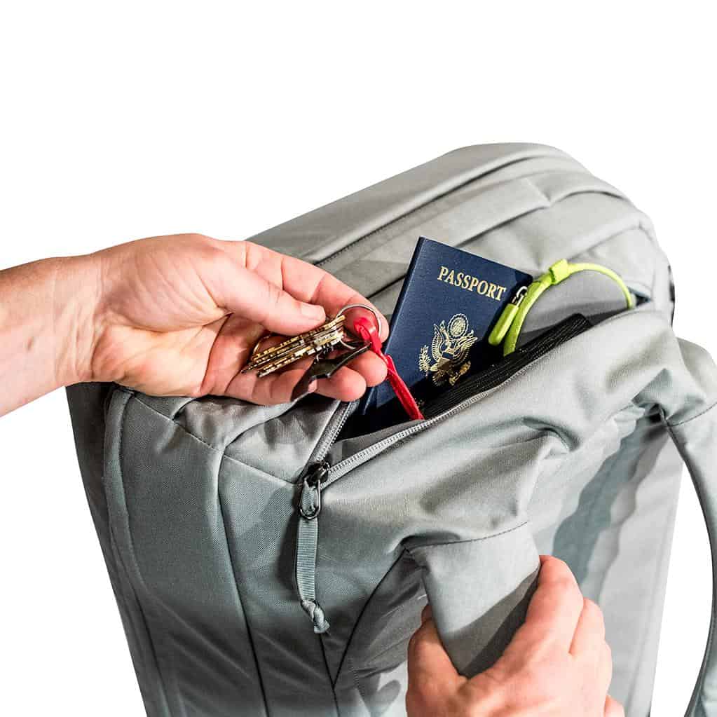 Evergoods Civic Transit Bag 40L Top quick access pocket is the only external access.