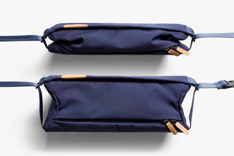 Bellroy Sling Expansion and contraction to fit your load. Expandable gusset is very thoughtfully designed; it works without you having to think about it.