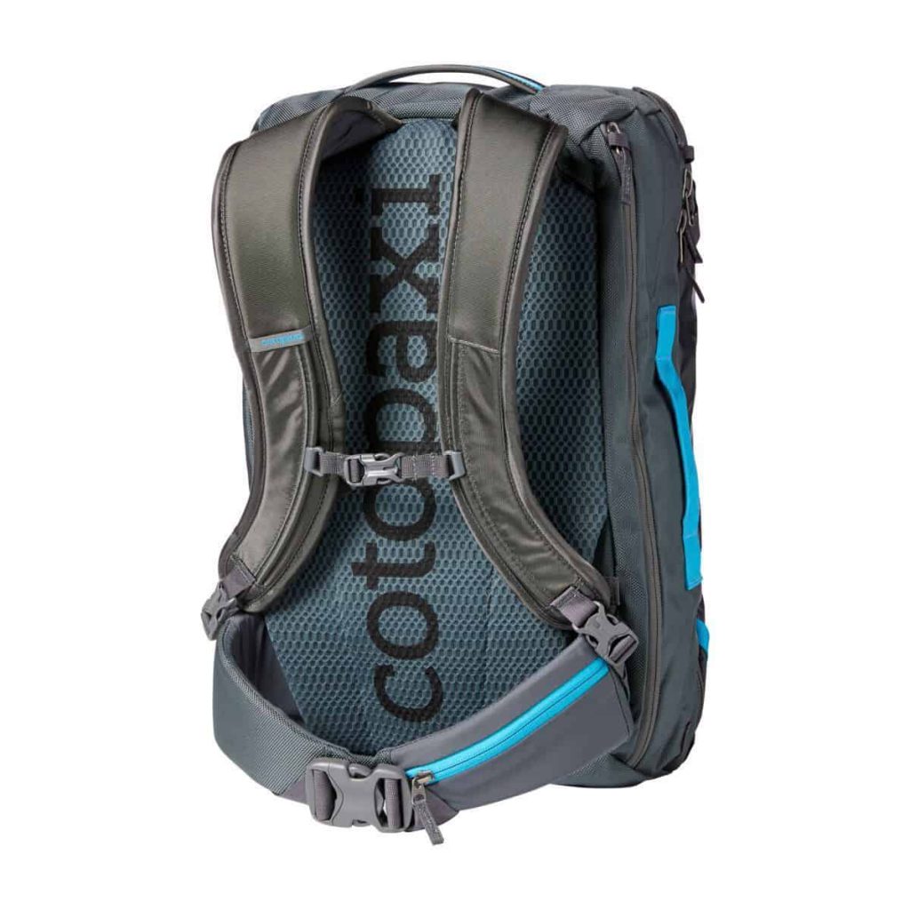 Cotopaxi Allpa 35L Travel Pack Breathable back panel. Stowable straps.