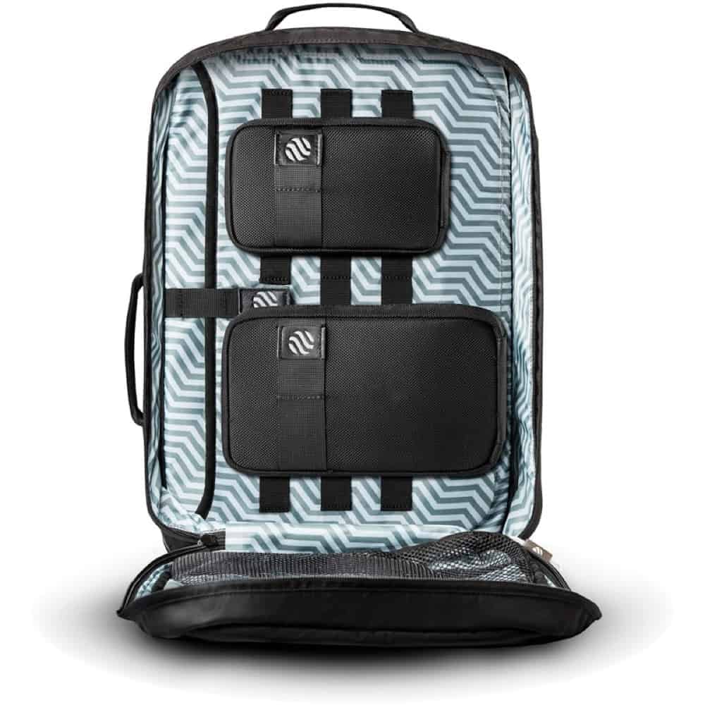 Heimplanet Monolith Weekender 40L 2 external pockets, laptop pocket, MOLLE strapping for attachments on inside and outside of bag.