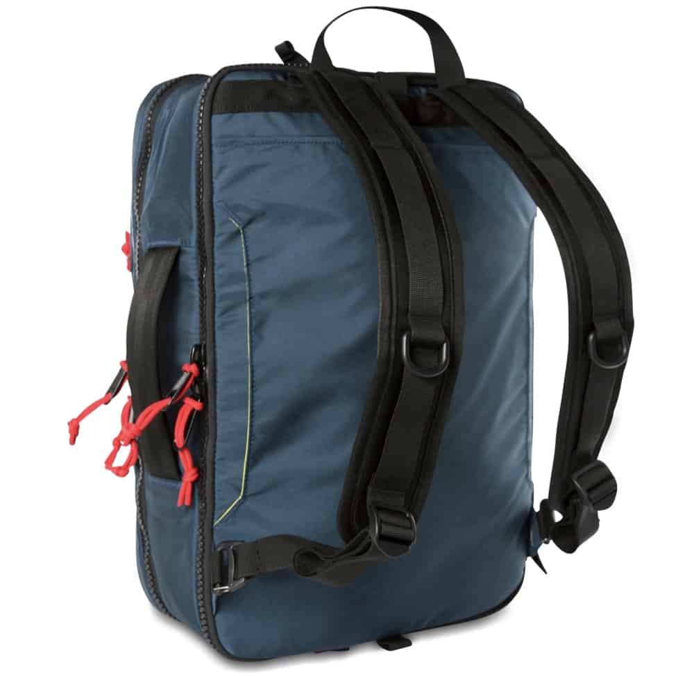 Topo Global Briefcase 3-Day Stowable backpack straps.